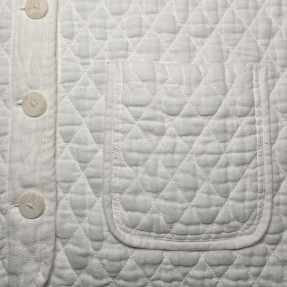 Margaret O'leary Quilted Cotton Jacket in Ivory Size Small - Picture 8 of 9